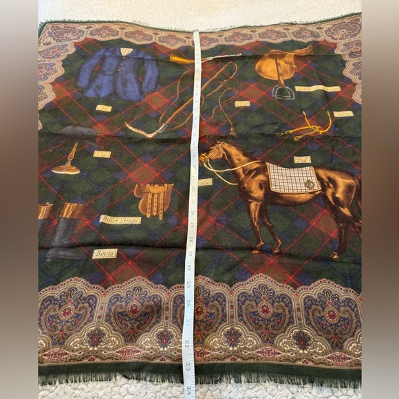 Ralph Lauren Collection Square Equestrian Cashmere Silk Scarf With Box - Picture 9 of 10
